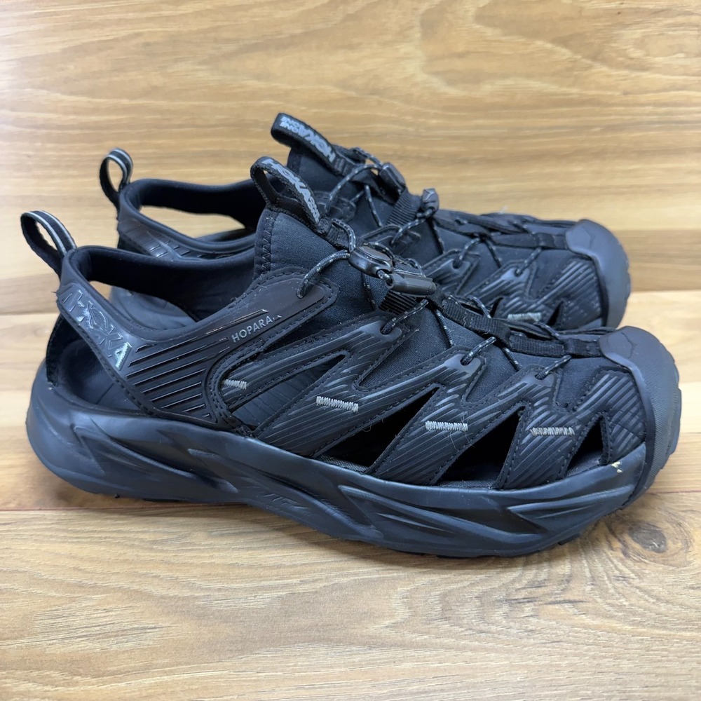 HOKA Hopara Hiking Sandals Mens 9.5 Black Outdoor Trail Walking